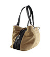 Дамска кожена чанта в цвят таупе Daria-1 снимка