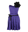 Лилава рокля тип бюстие с черни елементи-0 снимка