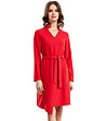 Червена асиметрична рокля с връзка Grace-0 снимка