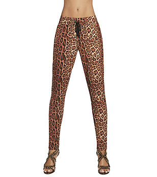 Дамски панталон с леопардов принт в кафяви нюанси 200 DEN Alisha снимка