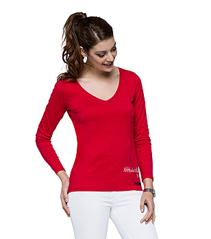 Червена памучна дамска блуза Virginia снимка