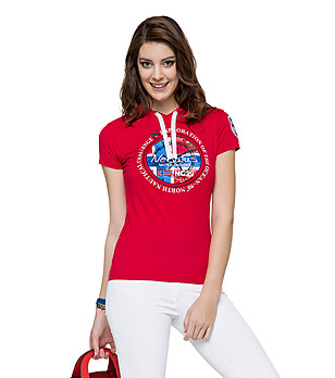 Червена памучна дамска тениска Lillesand снимка