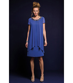 Синя двупластова рокля Vesna снимка