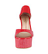 Червени дамски кожени сандали на ток и платформа Susana-3 снимка