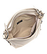 Светлобежова кожена дамска чанта Colett-3 снимка
