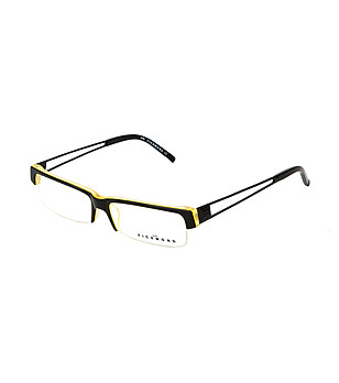 Черни дамски полурамки за очила с жълти елементи снимка