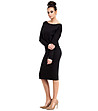 Черна памучна рокля с дълги ръкави Lucilla-4 снимка