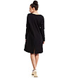 Черна памучна рокля с джобове Reli-3 снимка