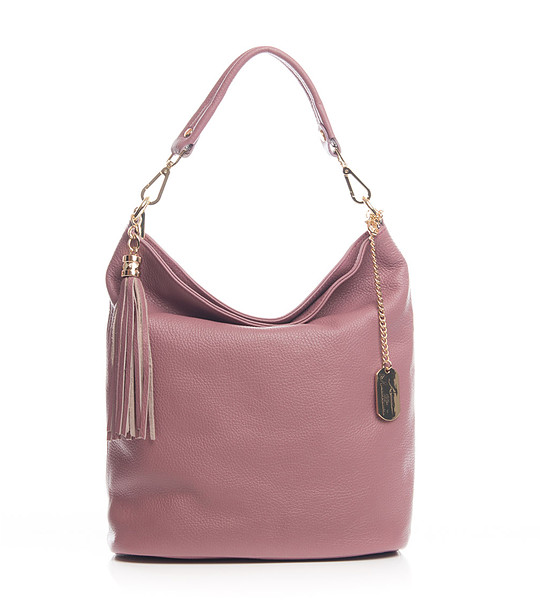 Розова кожена дамска чанта Daria снимка