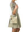 Дамска кожена чанта в бежов нюанс с флорални мотиви Sofie-4 снимка