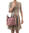 Розова кожена дамска чанта Daria-4 снимка