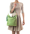 Зелена кожена дамска чанта Daria-4 снимка