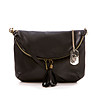 Черна кожена дамска чанта за рамо Mona-0 снимка