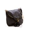 Черна кожена дамска чанта за рамо Mona-2 снимка