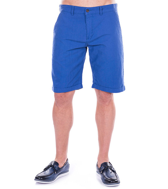 Сини мъжки къси панталони от лен и памук Conrad снимка