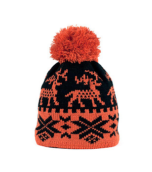 Унисекс плетена шапка в оранжево и черно снимка