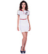 Спортна памучна рокля в бяло с колан-4 снимка