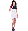Памучна рокля в бяло, тъмносиньо и червено Anatola-4 снимка