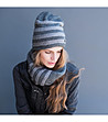 Дамски комплект от шапка и шал в сиво и цвят графит-0 снимка