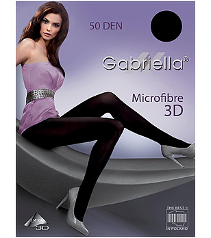 Черен чорапогащник с 3D ефект 50 DEN Microfibra  снимка