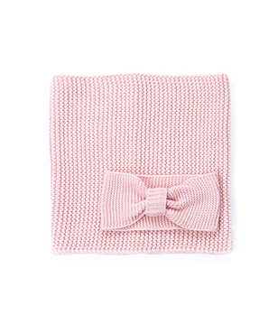 Розов детски комплект от шал и лента за глава снимка