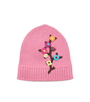 Розова зимна детска шапка снимка