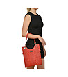 Червена дамска кожена чанта Marika-4 снимка