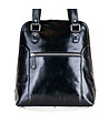 Черна дамска кожена чанта-раница-0 снимка