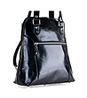 Черна дамска кожена чанта-раница-2 снимка