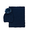 Комплект от шал и шапка в тъмносиньо-0 снимка