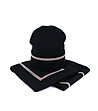 Комплект от шапка и шал в черно със златист кант-1 снимка