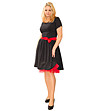 Черна памучна рокля с червен тюл Regina-2 снимка
