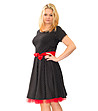 Черна памучна рокля с червен тюл Regina-4 снимка