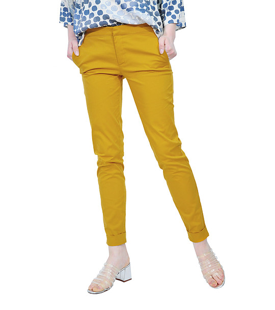Памучен дамски панталон в цвят горчица Melanie снимка