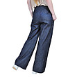 Дамски памучен панталон от син деним-1 снимка