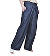 Дамски памучен панталон от син деним-2 снимка