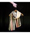 Дамски шал в цвят горчица с контрастно райе-3 снимка