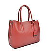 Червена дамска кожена чанта Nely-2 снимка