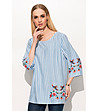 Памучна дамска блуза в синьо и бяло Boni-0 снимка