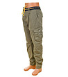 Мъжки памучен панталон с джобове в цвят каки-2 снимка