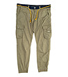 Мъжки памучен панталон с джобове в цвят каки-3 снимка
