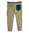 Мъжки памучен панталон с джобове в цвят каки-4 снимка