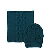 Унисекс комплект шал и шапка в тъмнозелен нюанс-0 снимка