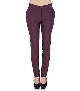 Дамски панталон в цвят бургунд Merlina снимка