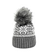 Плетена зимна сива унисекс шапка с пух-0 снимка