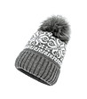 Плетена зимна сива унисекс шапка с пух-1 снимка