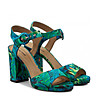 Синьо-зелени дамски кожени сандали Ziza-3 снимка