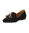 Черни дамски велурени обувки с пискюли Marisa-3 снимка