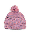 Плетена детска шапка в розово и лилаво с помпон-0 снимка