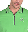 Зелена мъжка памучна блуза с яка и цип Guisepe-3 снимка